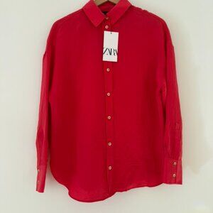 NWT Zara Red Button Up Shirt